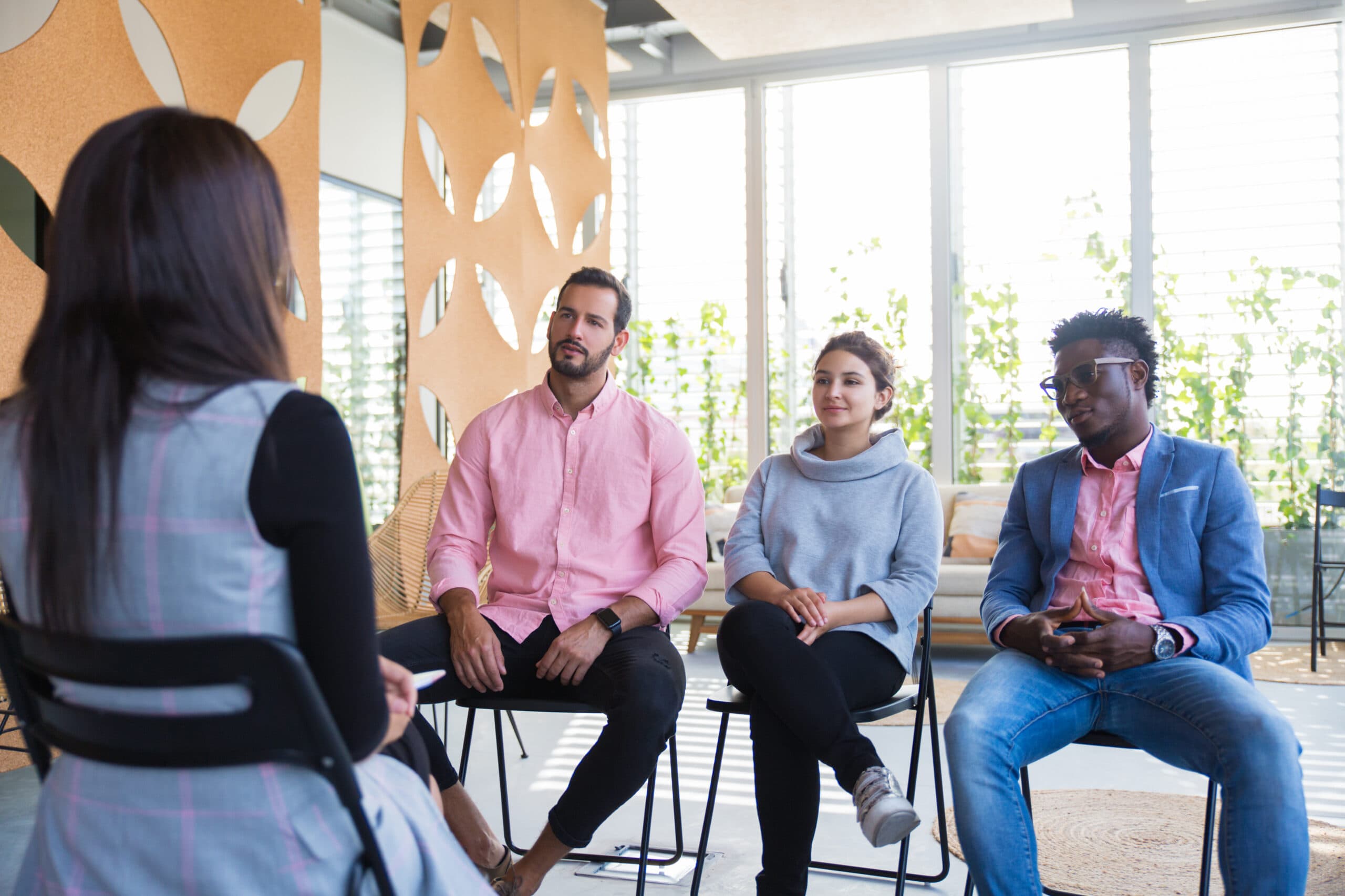 People listening during a group counseling session