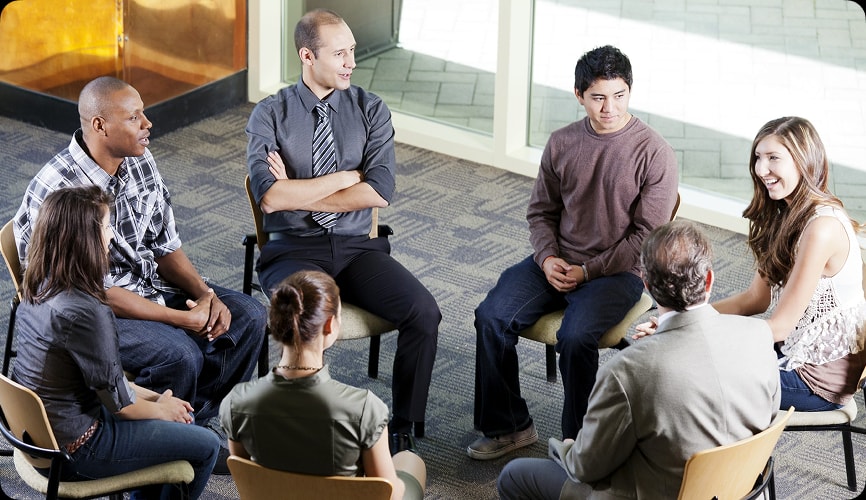 Young adults participating in a support group